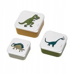 Lunch Box 3 szt/kpl, Dinozaury | Maison Petit Jour - Zestawy naczyń dla dzieci - miniaturka - grafika 1