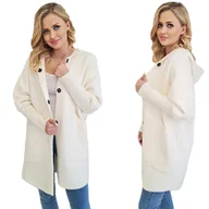 Płaszcze damskie - ALPAKI PŁASZCZ kurtka WEŁNA ECRU oversize DŁUGI - miniaturka - grafika 1