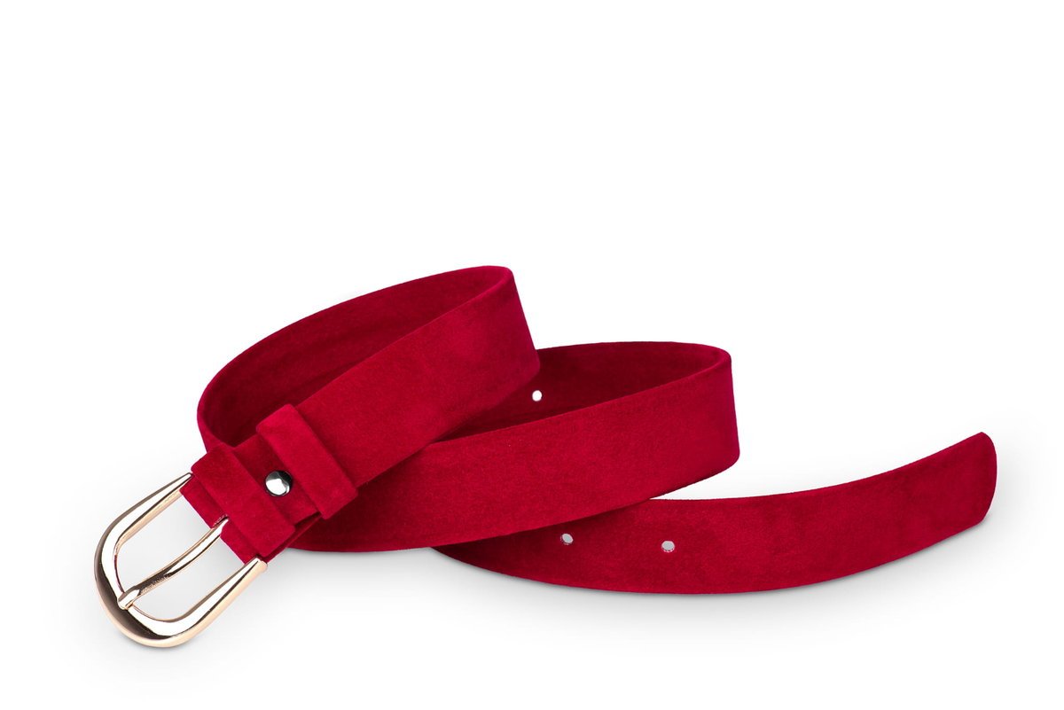 Pasek damski klasyczny czerwony welur 3 cm
