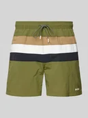 Kąpielówki męskie - Spodenki kąpielowe o kroju relaxed fit z nadrukiem z logo model ‘Louis’ - miniaturka - grafika 1