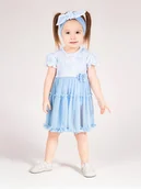 Body dla niemowląt - Dziewczęca sukienko-body krótki rękaw niebieska Nicol,r.74 - miniaturka - grafika 1