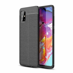 Etui Cadorabo do Samsung Galaxy A51 4G / M40s w kolorze czarnym Etui na telefon TPU imitacja skóry aplikacja - Etui i futerały do telefonów - miniaturka - grafika 1