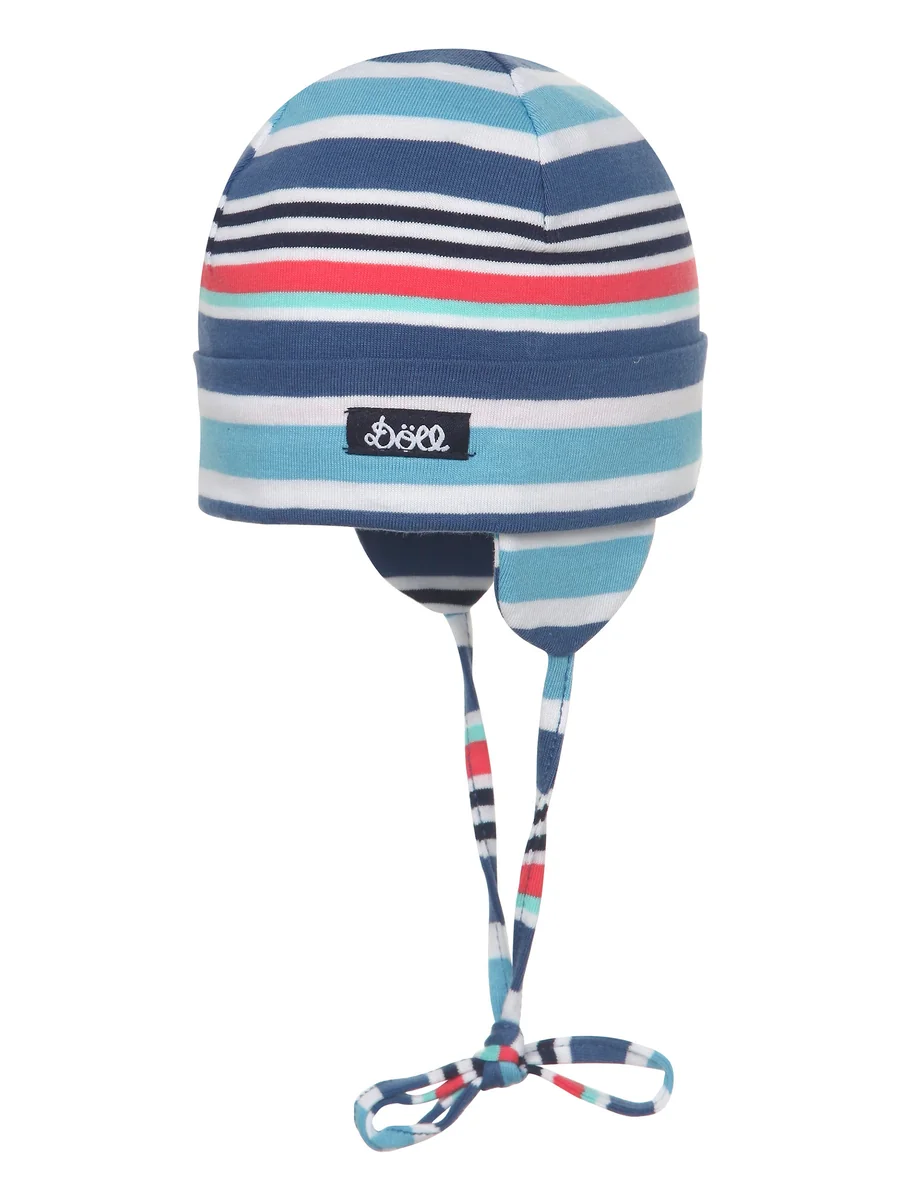 Niemowlęca czapka wiązana w paski niebieska Doll r.39