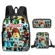 Torebki damskie - Bestdaily 3 sztuki / zestaw Kids Boy Girl Roblox Plecak z nadrukiem 3d + torba Crossbody + pencil case school - miniaturka - grafika 1