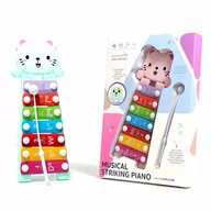 Instrumenty muzyczne dla dzieci - Edukacyjne Kolorowe Cymbałki Kotek Dwa Kolory - miniaturka - grafika 1