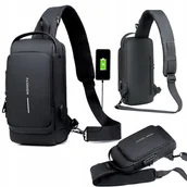 Nerki - Torba Plecak Na Ramię Nerka Czarna Saszetka Wodoodporna Usb Na Powerbank - miniaturka - grafika 1