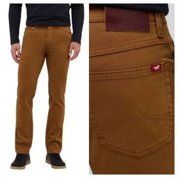 Jeansy Męskie Mustang Tramper Straight Beżowe Bawełniane Klasyczne W32 L32