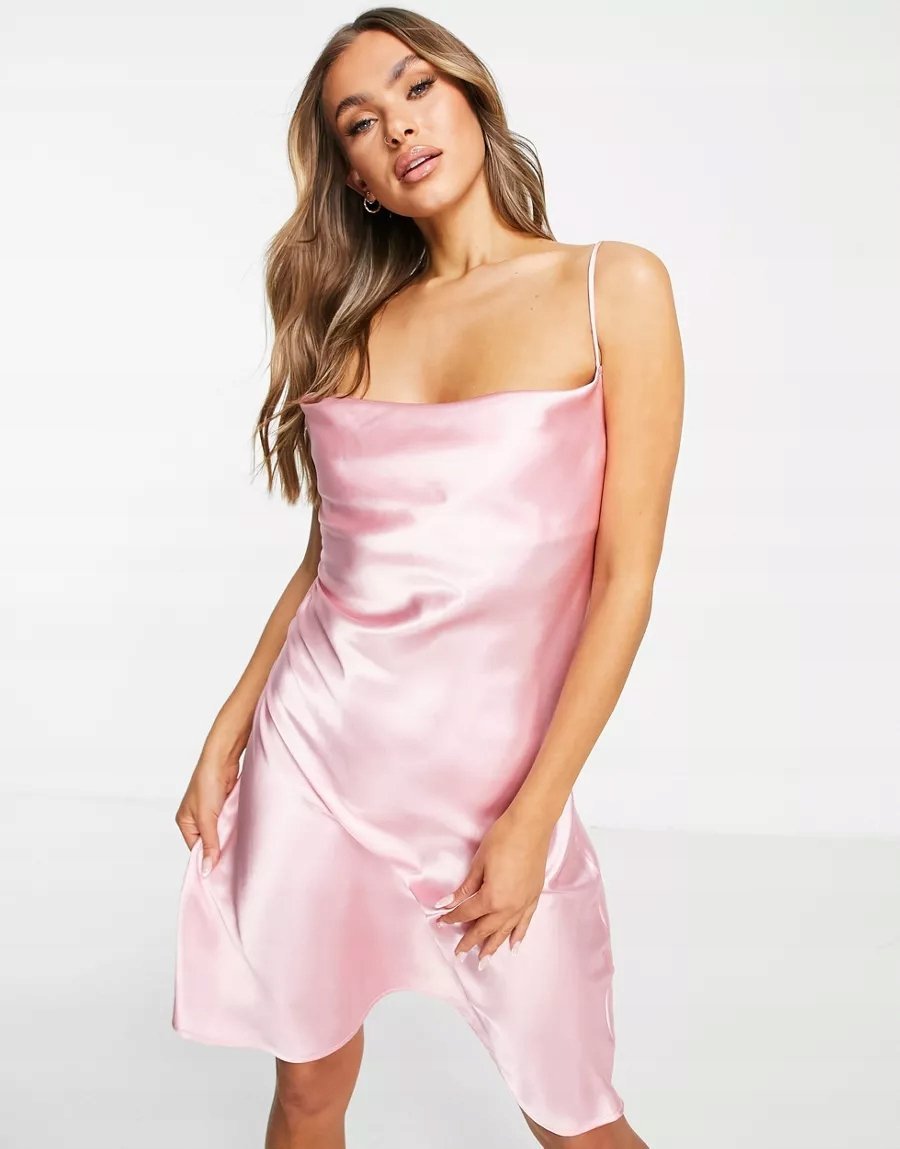 VERO MODA SUKIENKA DAMSKA RÓŻOWA SATYNOWA M XEQ