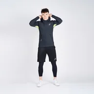 Bluzy męskie - Bluza sportowa do biegania męska ocieplana grafit kaptur + akt. rękaw M - miniaturka - grafika 1