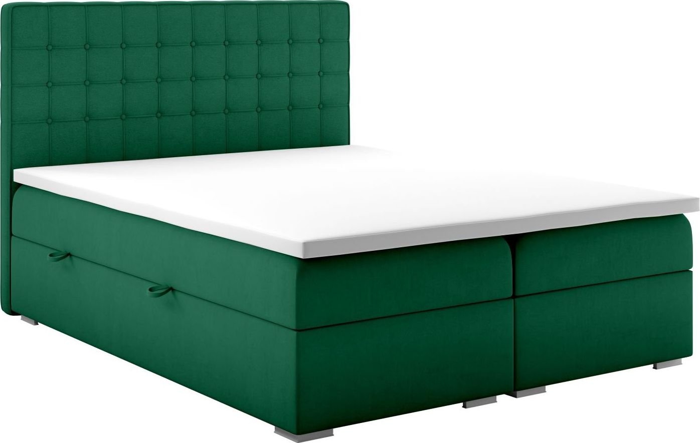 LAVERTO Łóżko kontynentalne REZEN 160x200 zielone velvet z pojemnikiem