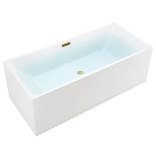 Wanna wolnostojąca prostokątna przelew i korek złoty szczotkowany 150 cm Santa Hydrosan - Wanny - miniaturka - grafika 1