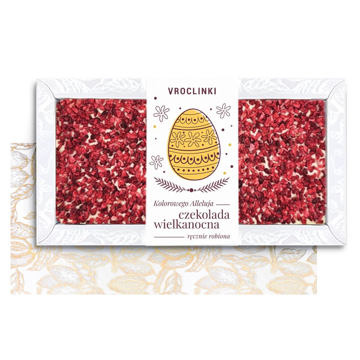 Czekolada Biała z Malinami na Wielkanoc (80g)