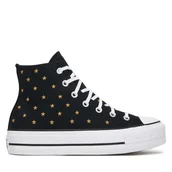 Trampki damskie - Trampki Converse Chuck Taylor All Star Lift Platform Embroidered Stars A16113C Czarny - miniaturka - grafika 1