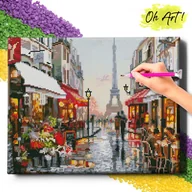 Zabawki kreatywne - DIAMOND PAINTING 5D z RAMĄ Krajobraz Haft Diamentowy Duży Życie w Paryżu Mozaika 40x50 cm - miniaturka - grafika 1