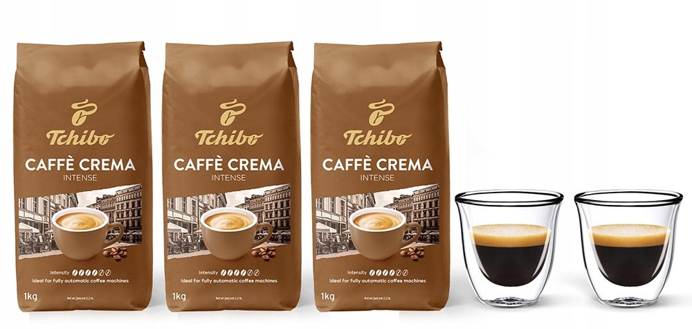 Kawa ziarnista Tchibo Crema Intense 3kg szklanki