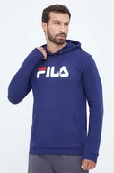 Bluzy męskie - Fila bluza męska kolor granatowy z kapturem z nadrukiem - miniaturka - grafika 1