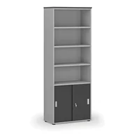 Szafy biurowe - Szafa biurowa kombinowana PRIMO GRAY, drzwi przesuwne na 2 poziomach, 2128 x 800 x 420 mm, szary/grafit - miniaturka - grafika 1