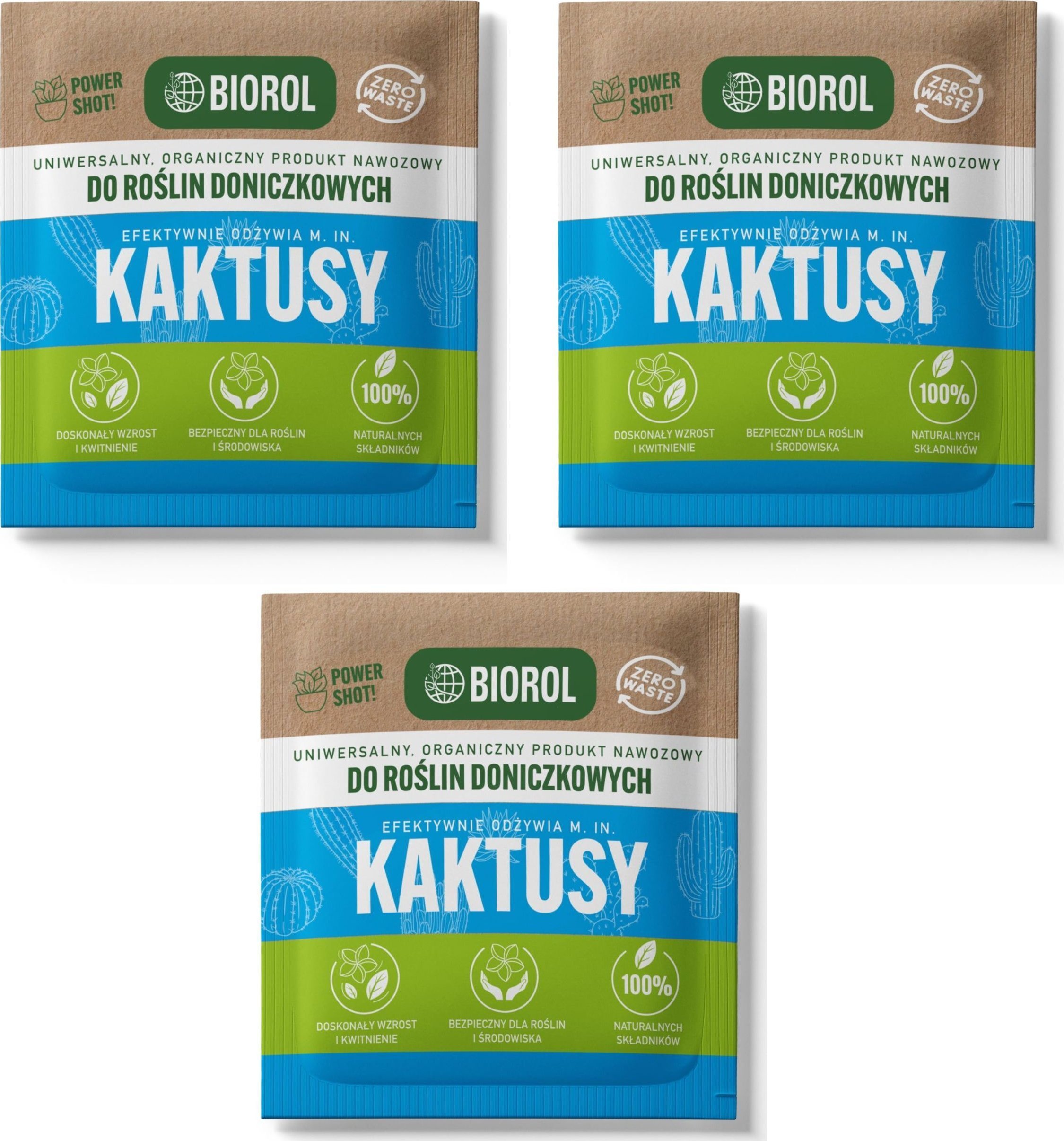 3x Nawóz organiczny BIOROL Power Shot 50g Kaktusy Sukulenty