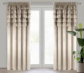 Zasłony - Eurofirany, Zasłona gotowa welwetowa, Aura, beżowa, 140x270 cm - miniaturka - grafika 1