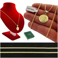 Biżuteria dla dzieci - PIĘKNY LŚNIĄCY ZŁOTY ŁAŃCUSZEK BISMARK Z MEDALIKIEM MARYJA SREBRO 925 / 585 - miniaturka - grafika 1