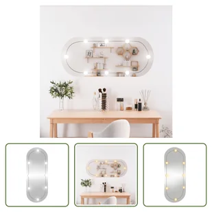 The Living Store Lustro ścienne z oświetleniem LED 40x90 cm szklane owalne - Lustra - miniaturka - grafika 1