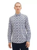 Koszule męskie - TOM TAILOR Męska koszula ze wzorem Regular Fit Stretch, 32326-off White Sea Green Design, XL - miniaturka - grafika 1