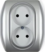 Gniazdka elektryczne - Karlik Trend 5gp-2 Srebny Gniazdo Podwójne Bez Uziemnienia 2x2p - miniaturka - grafika 1