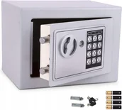 Sejfy i kasy pancerne - Sejf Kasetka Na Zamek Elektroniczny Cyfrowy Szyfr Klucz Srebrny - miniaturka - grafika 1