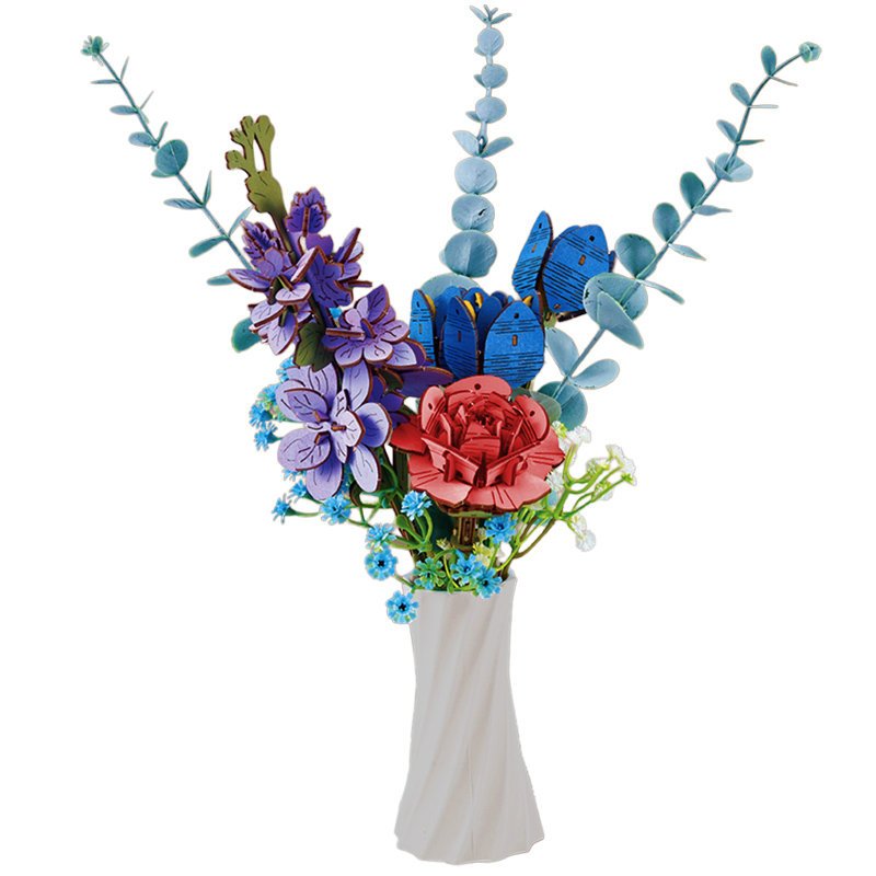 Niebieski bukiet kwiatów - flower box DIY