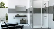 Ścianki i drzwi prysznicowe - Huppe Classics 2 EasyEntry 4-kąt Drzwi suwane 1-częściowe ze stałym segmentem 115x200 cm mocowanie lewe, profile srebrne matowe, szkło przezroczyste Anti-Plaque C25303087322 - miniaturka - grafika 1