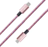 Kable miedziane - BigBen Connected, kabel sieciowy USB-C/Lightning 2 m - 3 A, różowy - miniaturka - grafika 1