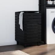 Akcesoria łazienkowe - vidaXL Kosz na pranie, czarny, 44x44x76 cm, lite drewno sosnowe - miniaturka - grafika 1