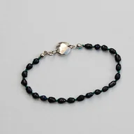 Bransoletki - Bransoletka Medalion z czarnymi perłami - miniaturka - grafika 1