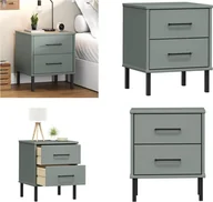 Szafki nocne - vidaXL Stolik nocny OSLO z metalowymi nogami sosna szara - Stolik nocny - Szafki nocne - Szafa - Szafka nocna - miniaturka - grafika 1