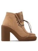 Botki damskie - Simple Botki SL-34-02-000074 Beżowy - miniaturka - grafika 1