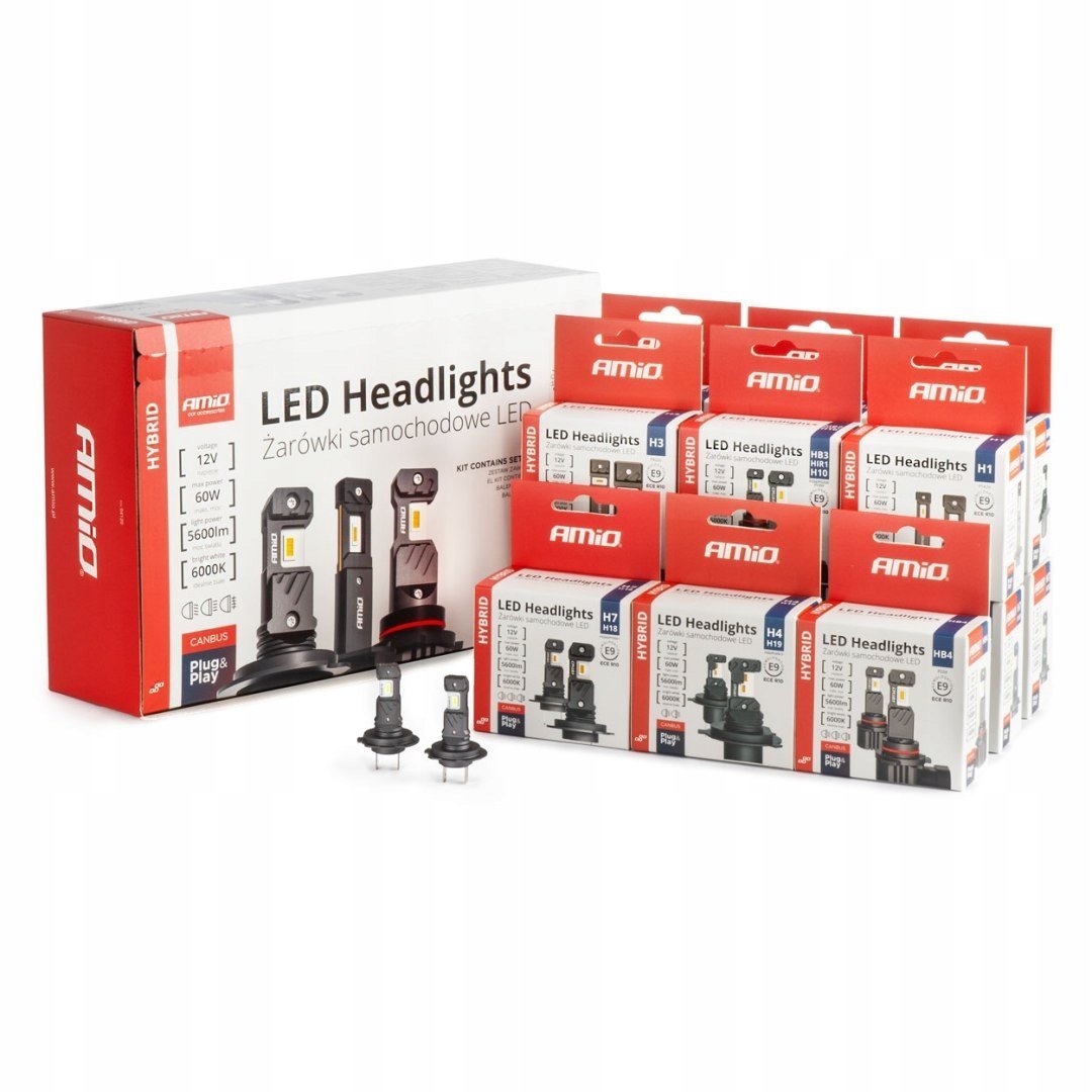 Żarówki samochodowe led seria hybrid h1 h3 h4 h7 hb3 hb4 6000k canbus 16 kp