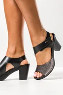 Espadryle damskie - Czarne sandały skórzane damskie na słupku PRODUKT POLSKI Casu 50009-38 - miniaturka - grafika 1
