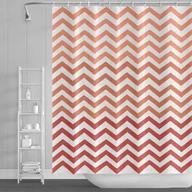 Zasłony prysznicowe - 180x180 cm zasłona prysznicowa w paski faliste, czerwono-biała, pozioma, falista, zygzakowata, abstrakcyjna, geometryczna zasłona do wanny dla dzieci - miniaturka - grafika 1