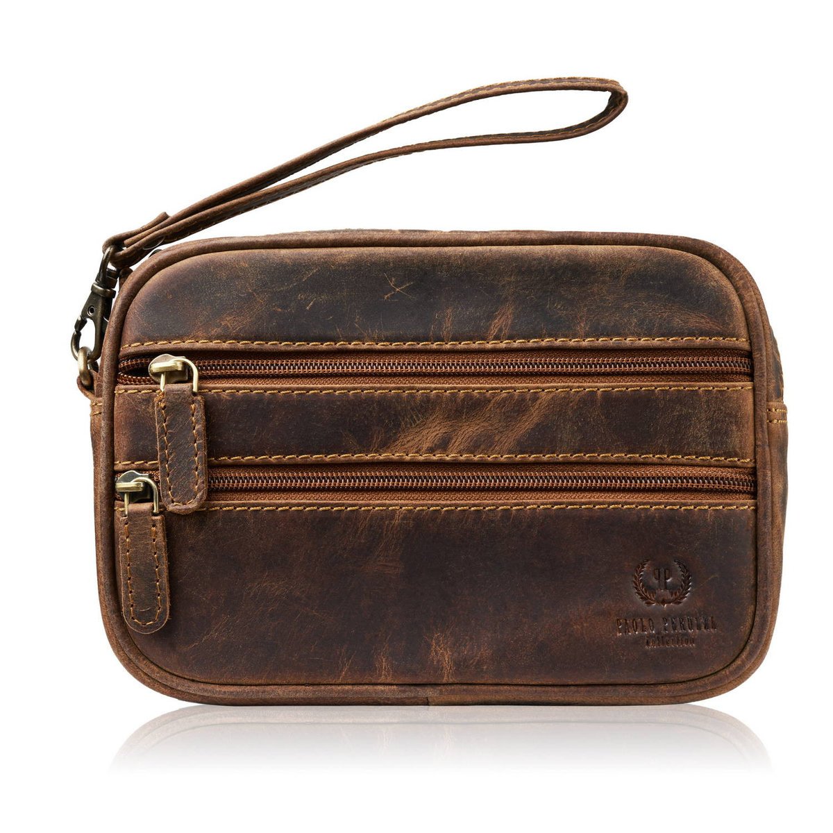 Saszetka Męska Skórzana Do Ręki Vintage Brązowa Paolo Peruzzi T-129-Hbr