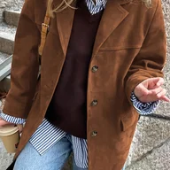 Kurtki damskie - TEMU modna, luźna kurtka z klapami na jesienny i zimowy sezon, płaszcz w stylu retro. - miniaturka - grafika 1