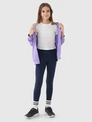 Spodnie i spodenki dla dziewczynek - 4F Legginsy dzianinowe dziewczęce - granatowe 128 (7-8 lat) - miniaturka - grafika 1