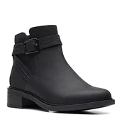 Botki damskie - Clarks Damskie botki Maye Strap, Czarna skóra, 41.5 EU - miniaturka - grafika 1