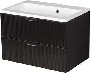 Szafka łazienkowa z umywalką wisząca szklane fronty czarny mat 60 cm Bravia Gante - Szafki łazienkowe - miniaturka - grafika 1