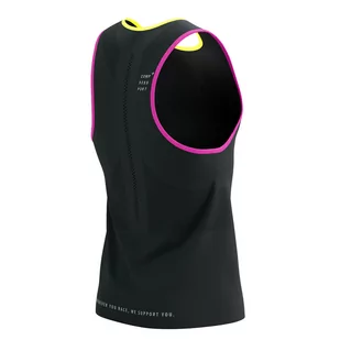 COMPRESSPORT Koszulka biegowa PRO RACING SINGLET black/safe yellow/neo pink - Bielizna sportowa męska - miniaturka - grafika 4