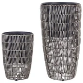 Donice - Zestaw 2 doniczek na kwiaty z technorattanu brązowy CHELONE - miniaturka - grafika 1