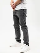 Spodnie męskie - Spodnie Jeansowe Męskie Ciemne Szare UrbanCity Pocket Logo Klasyczne Regularne proste 34 - miniaturka - grafika 1