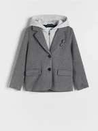Kurtki i płaszcze dla dziewczynek - Reserved - Płaszcz z imitacją bluzy - ciemnoszary - miniaturka - grafika 1