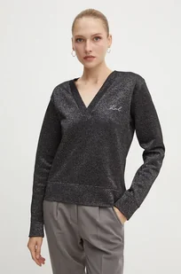 Karl Lagerfeld bluza damska kolor czarny wzorzysta 246W1805 - Bluzy damskie - miniaturka - grafika 1