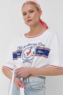 Koszulki sportowe damskie - Guess t-shirt bawełniany kolor biały - miniaturka - grafika 1