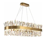 Lampy sufitowe - Amsterdam - Żyrandol Kryształowy 3 LED kolor Podłużny 80cm Mosiądz Szczotkowany - miniaturka - grafika 1